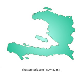 Turquoise vector map of Haiti. Isolated illustration on white background