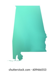 Turquoise vector map of state Alabama. Isolated illustration on white background