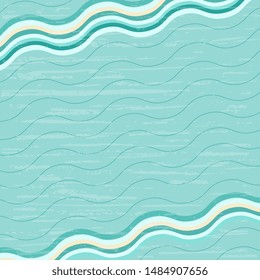 Turquoise vector pattern with waves. Abstract wavy background with texture for packaging, wrapping, surface, fabric design.