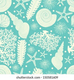 Turquoise vector seamless pattern of sea.