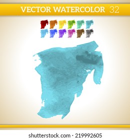 Turquoise Vector Watercolor Artistic Splash for Design and Decoration. In rainbow color variations. 
