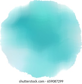 Turquoise vector watercolor background. Hand painted abstract design.