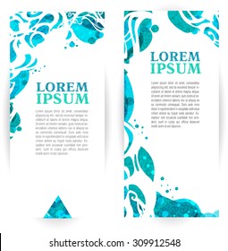 Turquoise vertical banners with abstract waves and space for text - vector illustration