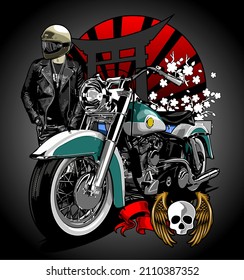 turquoise vintage bike biker background, t-shirt design, biker, knucklehead, panhead, shovelhead, flathead, naked bike, dragrace, supermoto, Motorradfahrer, 
motorrijder, vector templates

