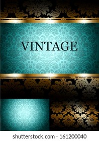 Turquoise vintage wallpaper on a black background