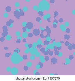 Turquoise and Violet Confetti on a Pastel Background. Placer from the Circles.Beautiful Bright Pattern.Vector Illustration. Pastel Color design. Dots.For cards,banners,print. A Scattering of Confetti