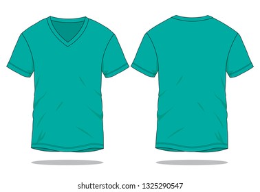 Turquoise V-Neck Shirt Vector for Template