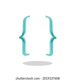Turquoise volume curly braces for text design, vector illustration in cartoon style.