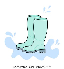 Turquoise Water Boots Jumping Rain Puddle Stock Vector (Royalty Free ...