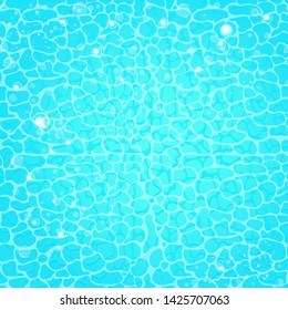 turquoise water surface in swimming pool. Perfect vector background for summer poster or beach party flyer with azure top view ocean water.