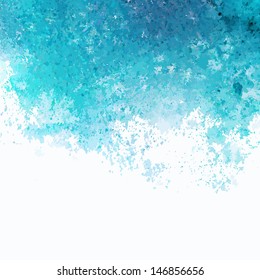 Turquoise watercolor background. Vector watercolor splash background. Grunge watercolor spots.