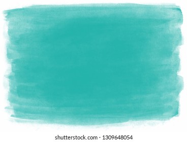Turquoise watercolor horizontal background. Created with real brush strokes. Vector.