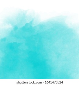 Turquoise Watercolour  Transparent Underwater Blue Ocean Background.  