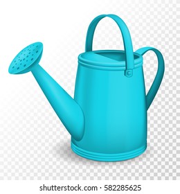 Turquoise watering can isolated on transparent background. Vector illustration.