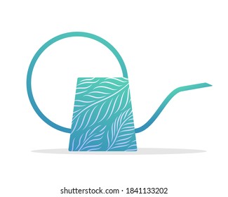 La lata de agua turquesa. Vista lateral del equipo de herramientas de jardinería para el riego de plantas y cuidado de la ilustración vectorial plana aislada en fondo blanco