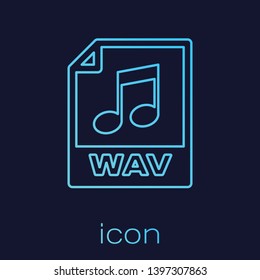 Turquoise WAV file document icon. Download wav button line icon isolated on blue background. WAV waveform audio file format for digital audio riff files. Vector Illustration