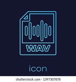 Turquoise WAV file document icon. Download wav button line icon isolated on blue background. WAV waveform audio file format for digital audio riff files. Vector Illustration