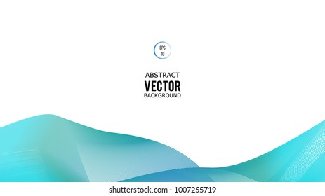 Turquoise wave line abstract background. Modern business brochure, leaflet, flyer, cover template