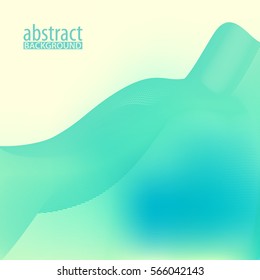 Turquoise wave on light yellow background. Abstract vector graphic pattern