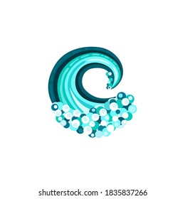 Turquoise wave print. Vector illustration.