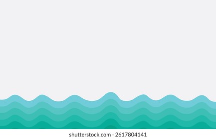 turquoise wave vector with blank area on white horizontal background
