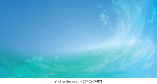 Turquoise wave watercolor. Water surface watercolor.  Vector watercolor textured background. Suitable for cards, flyers, poster, banner.  Brushstrokes and splashes. Minimal abstract  design.