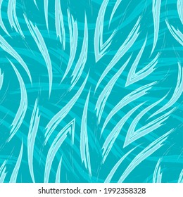  Turquoise waves or current vector seamless pattern. Sea or river waves texture..Vector seamless turquoise pattern of flowing lines and corners.