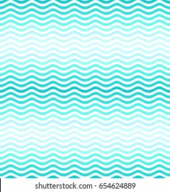 Turquoise waves on a white background. Waves seamless pattern. Vector illustration.