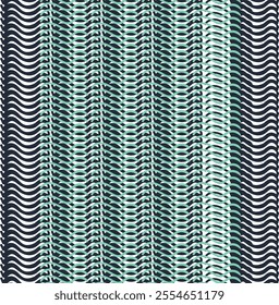 A turquoise wavy lattice over a dark wavy texture.