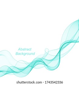 Turquoise wavy lines. abstract illustration. Blue Wave