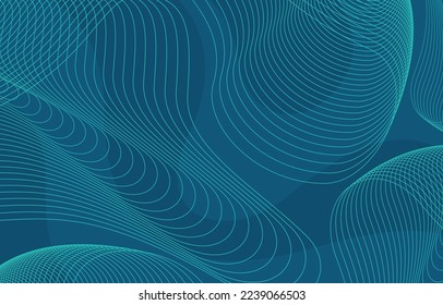 Turquoise Wavy Lines Background Wallpaper