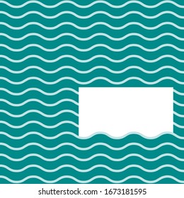 Turquoise wavy pattern with white blank card