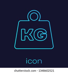 Turquoise Weight line icon isolated on blue background. Kilogram weight block for weight lifting and scale. Mass symbol. Vector Illustration