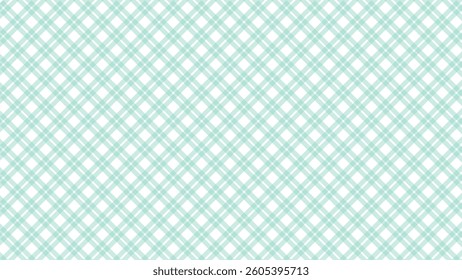 Turquoise and white diagonal background. Plaid checkered seamless pattern