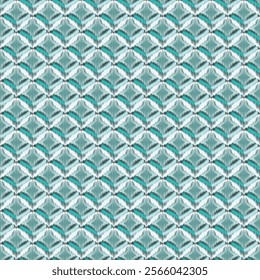 Turquoise and white Diamond Ikat Pattern