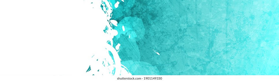 Turquoise and white grunge textural artistic background. Vector banner design