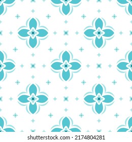 Turquoise and white luxury vector seamless pattern. Ornament, Traditional, Ethnic, Arabic, Turkish, Indian motifs. Great for fabric and textile, wallpaper, packaging design or any desired idea. 