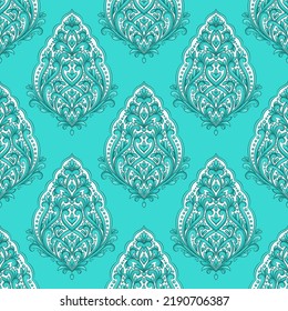 Patrón sin fisuras del vector de lujo blanco y turquesa. Ornamento, Tradicional, Étnico, Árabe, Turco, Indio. Ideal para tejidos y textiles, papel pintado, diseño de embalaje o cualquier idea deseada. 