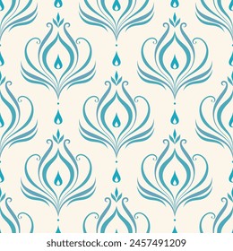 Turquesa y blanco Vector de lujo sin patrón. Adorno, motivos tradicionales, étnicos, árabes, turcos, indios. Ideal para tela y textil, Fondo de pantalla, diseño de empaque o cualquier idea deseada.