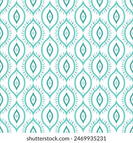 Turquoise and white luxury vector seamless pattern. Ornament, Traditional, Ethnic, Arabic, Turkish, Indian motifs. Great for fabric and textile, wallpaper, packaging design or any desired idea.