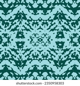Turquoise and white seamless pattern with mandala ornament.  Ikat, block print , batik print , Background digital printing textile pattern