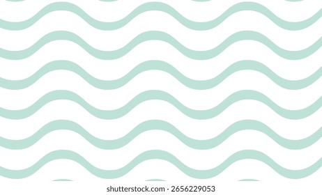 Turquoise and white seamless pattern with wavy lines. Background with wavy horizontal stripes.