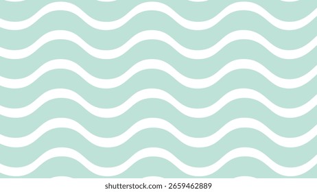Turquoise and white seamless pattern with wavy lines. Background with wavy horizontal stripes.