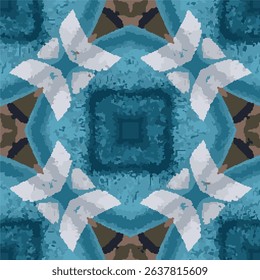 Turquoise White Star Kaleidoscope Vector