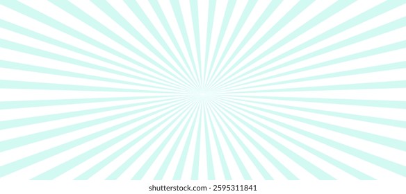 Turquoise and white sunburst rays background