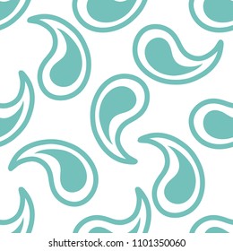Turquoise and white vector minimal paisley seamless pattern. Ornament illustration.Vintage. Great for fabric and textile, wallpaper, packaging, or any desired idea.