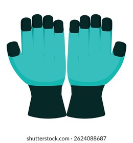Turquoise winter gloves with black details, offering protection and warmth during cold weather