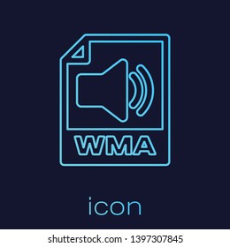 Turquoise WMA file document icon. Download wma button line icon isolated on blue background. WMA file symbol. Wma music format sign. Vector Illustration