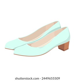 Turquoise women's shoes with low heels.Vector illustration of women's shoes.