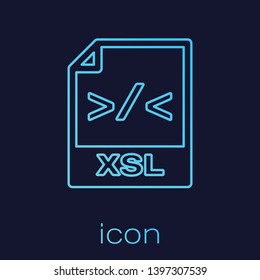 Turquoise XSL file document icon. Download xsl button line icon isolated on blue background. Excel file symbol. Vector Illustration